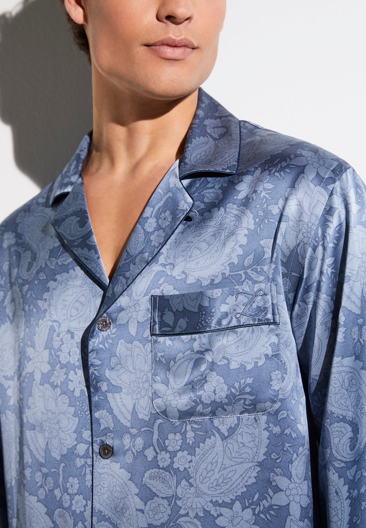 Silk Nightwear | Pyjama lang - paisley blue