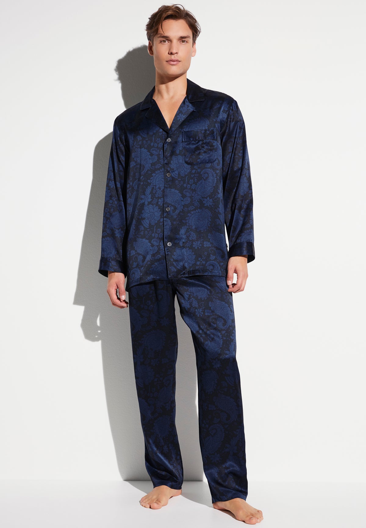 Silk Nightwear | Pyjama lang - paisley dark blue