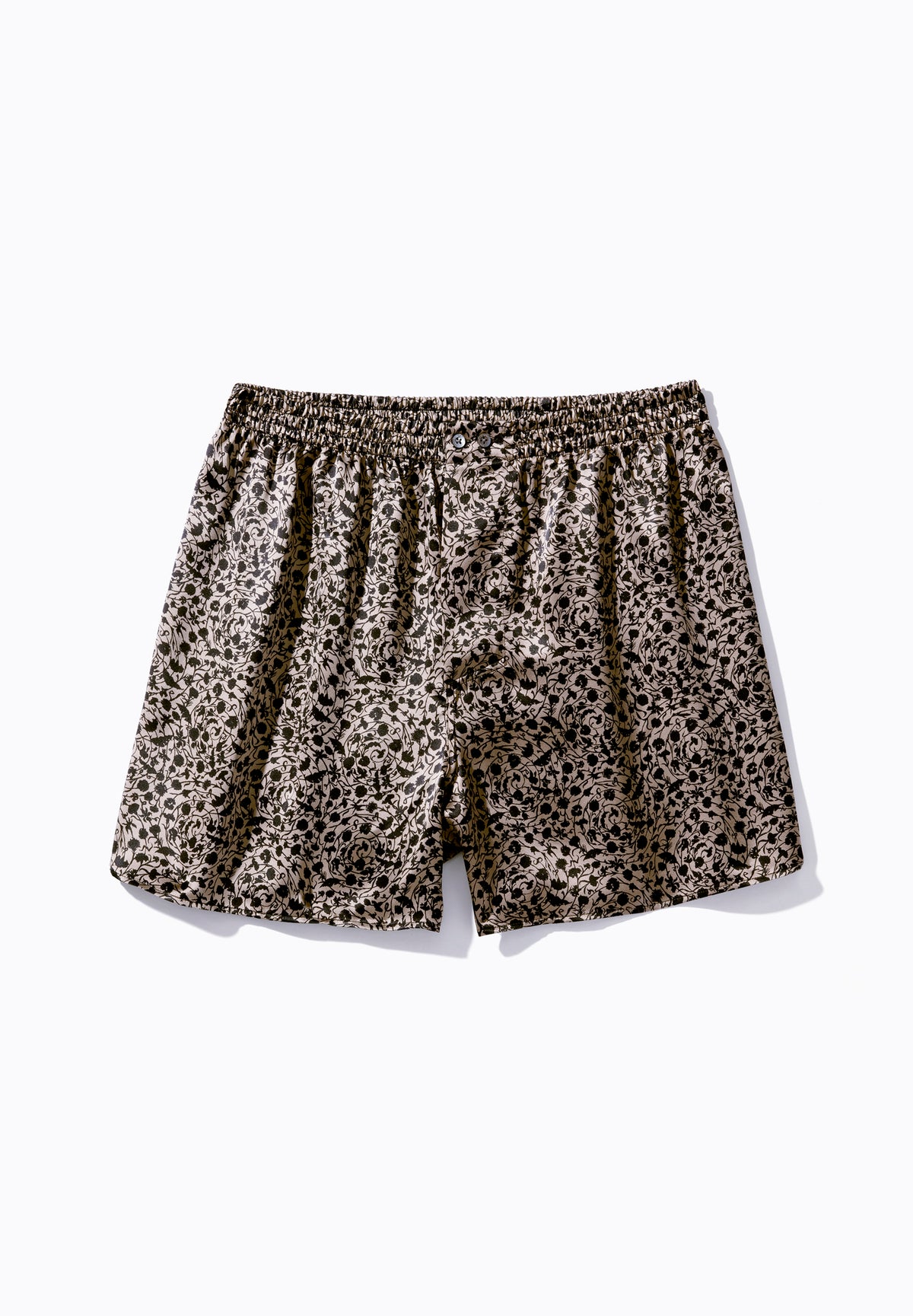 Silk Nightwear | Boxer Shorts - brown-black
