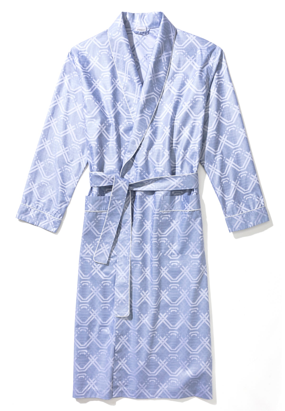 Luxury Jaquards | Robe de chambre longue - geo medium blue