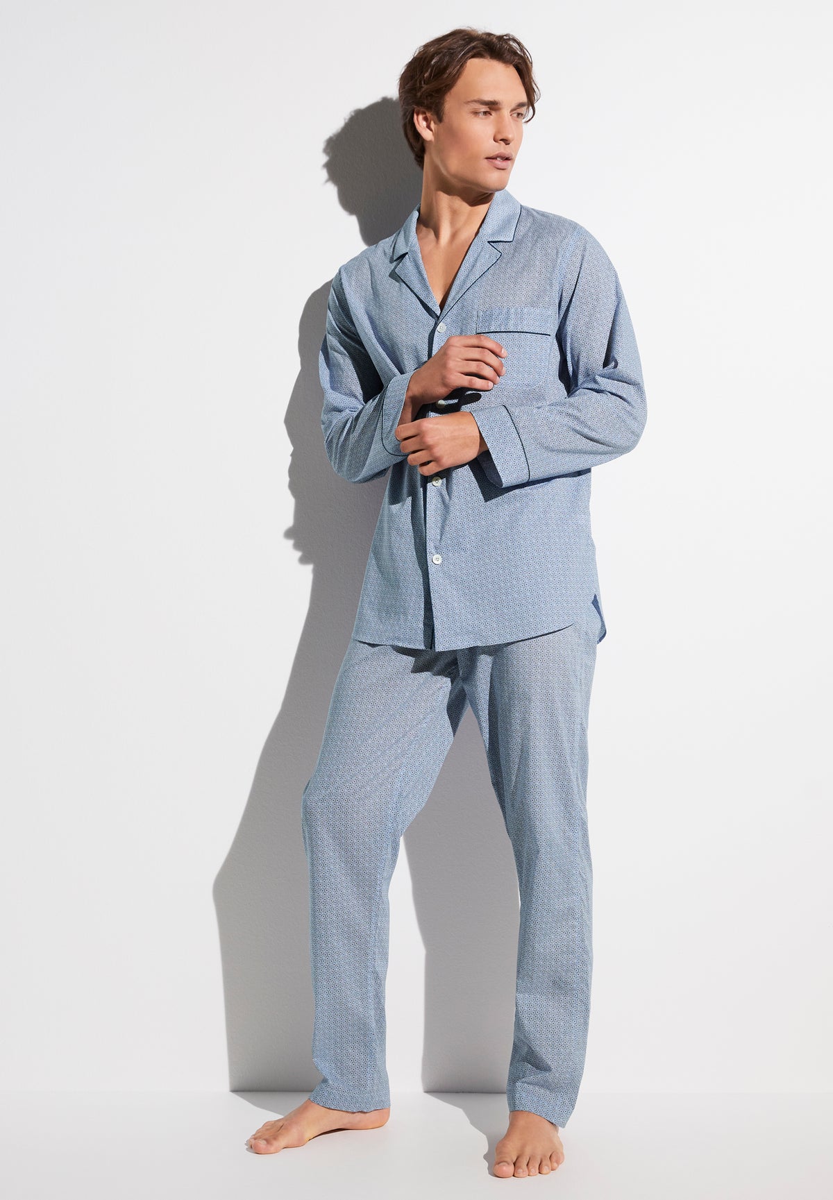 Cotton Voile Print | Pyjama lang - ditsy-geo light blue