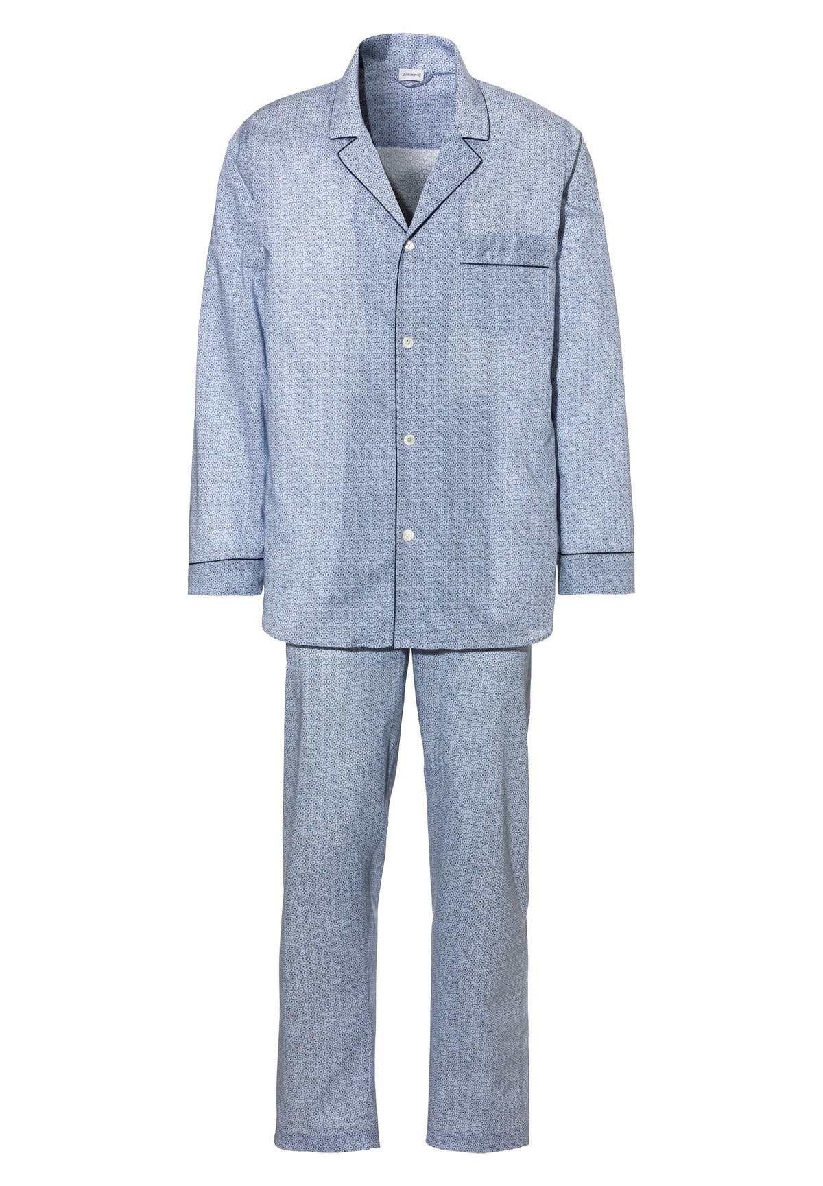 Cotton Voile Print | Pyjama Long - ditsy-geo light blue