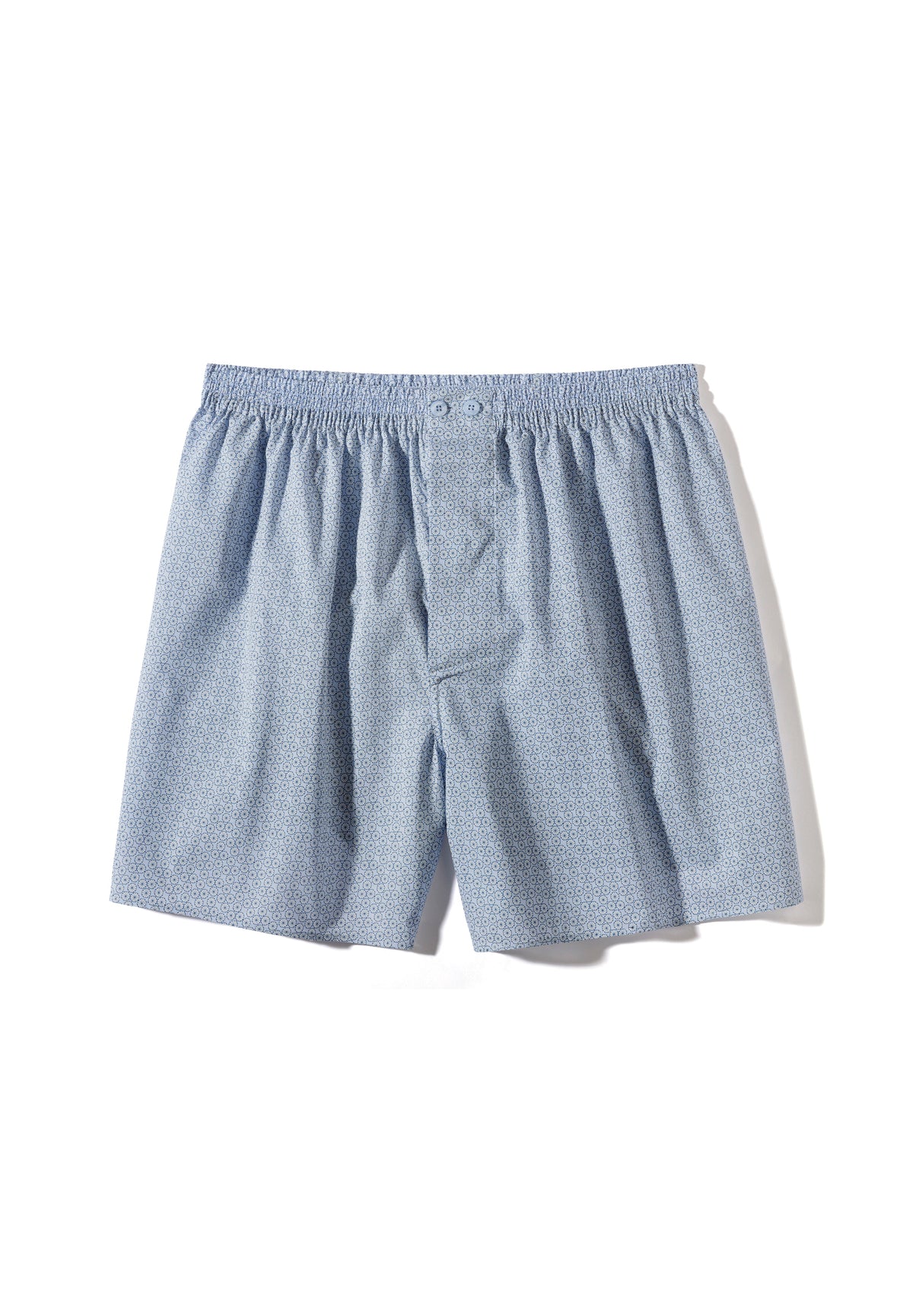 Cotton Voile Print | Boxer Shorts - ditsy-geo light blue