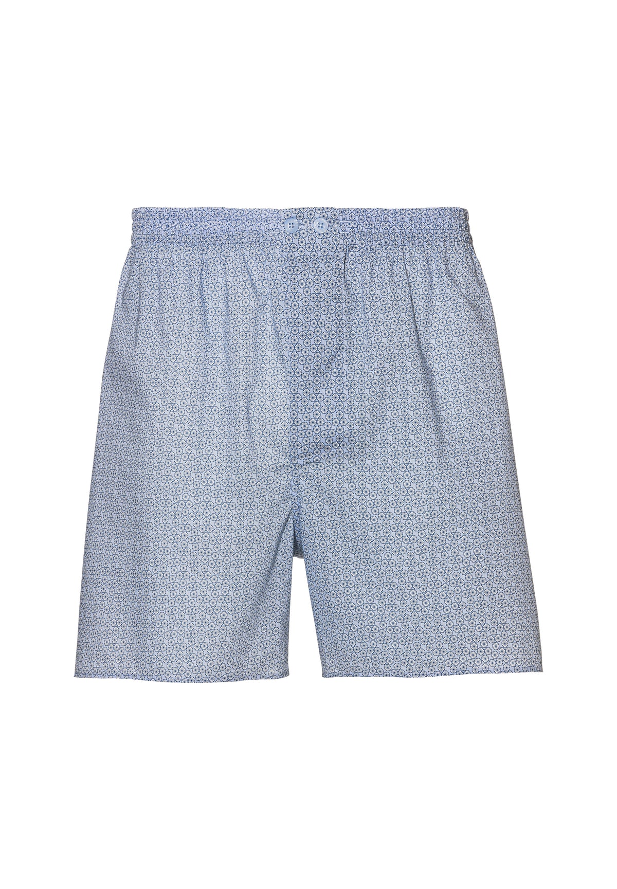 Cotton Voile Print | Boxer Shorts - ditsy-geo light blue