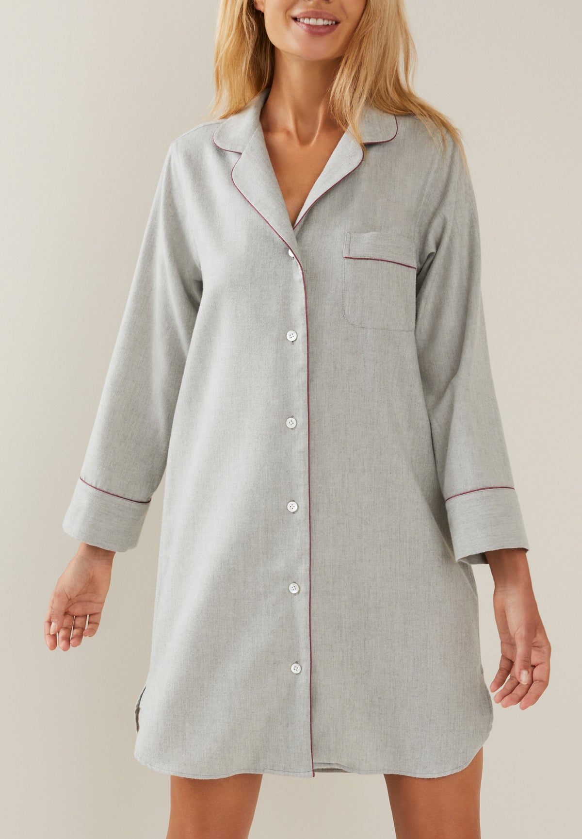 Cozy Flannel | Tee-shirt de nuit manches longues - silver