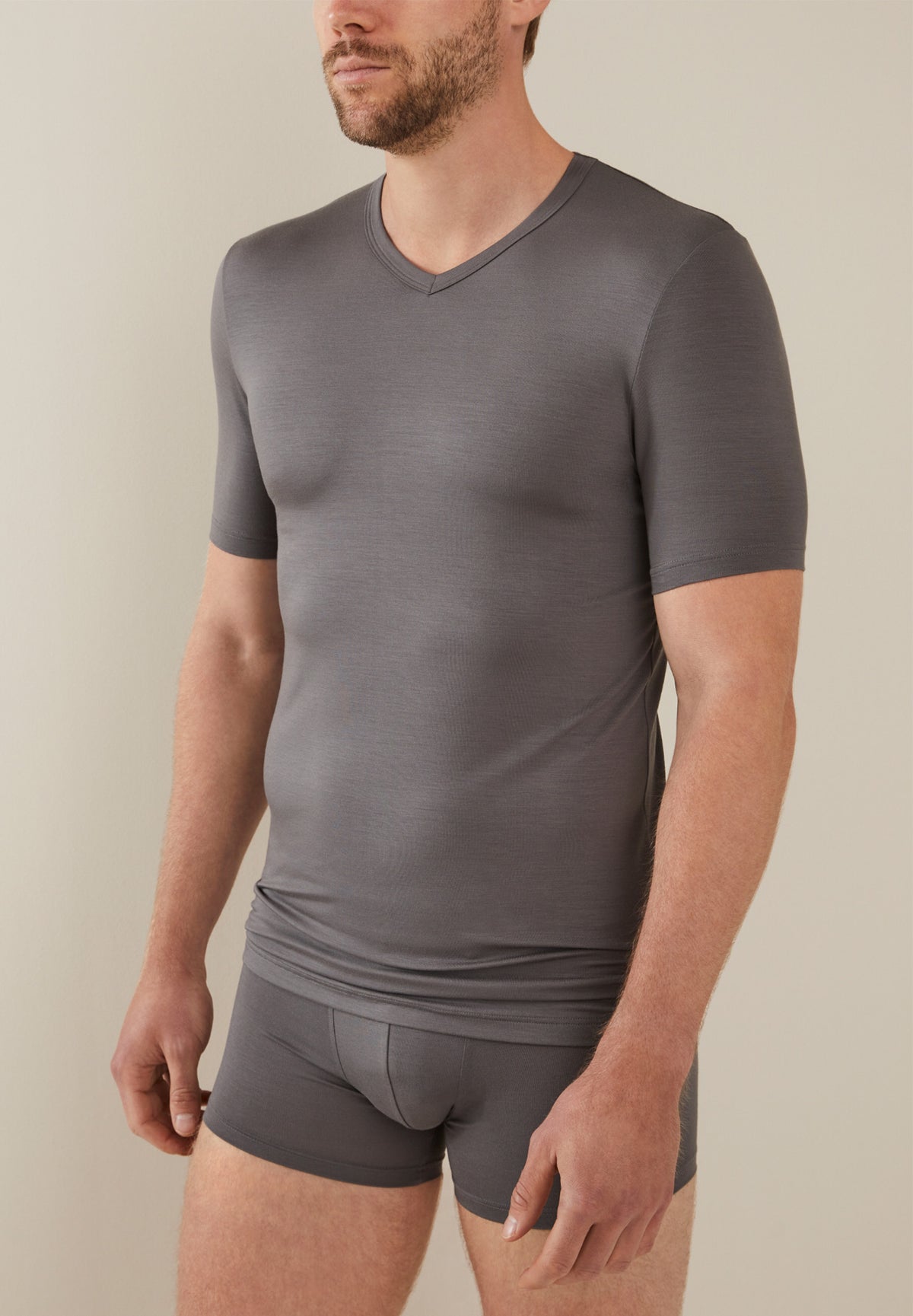 Pureness | T-Shirt kurzarm V-Ausschnitt - grey sage