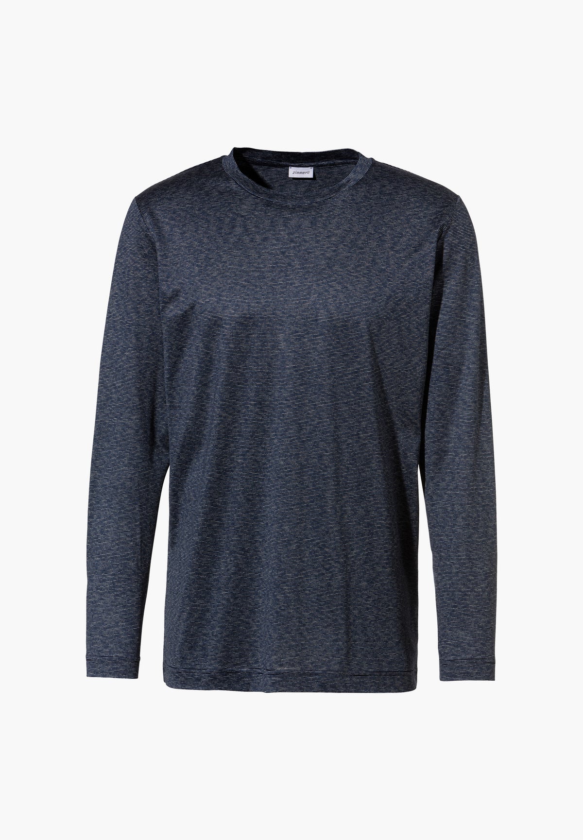 Cotton/Silk Stripes | T-Shirt langarm - navy
