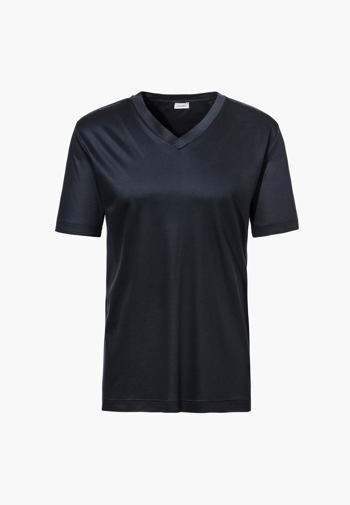Sustainable Luxury | T-Shirt kurzarm V-Ausschnitt - twilight blue