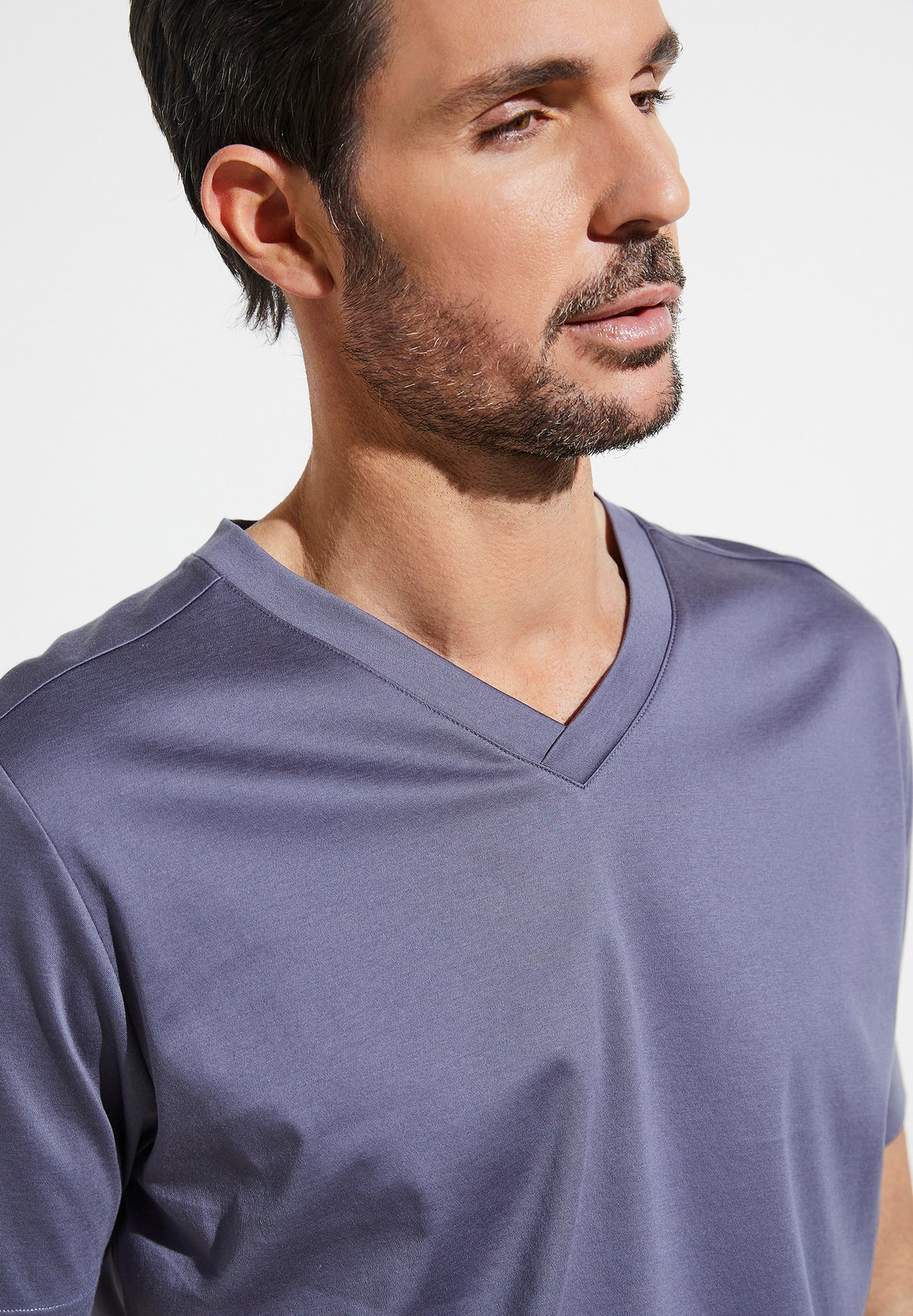 Supreme Green Cotton | T-Shirt kurzarm V-Ausschnitt - winter blue