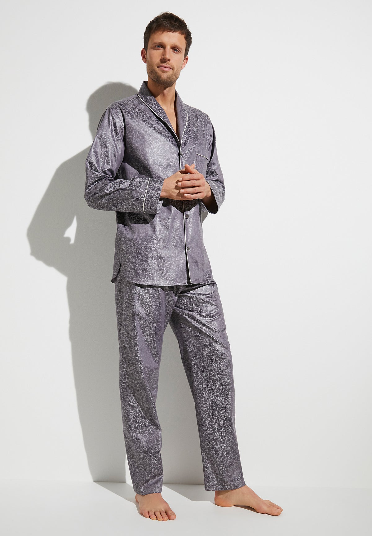 Luxury Jacquard | Pyjama Long - anthrazit
