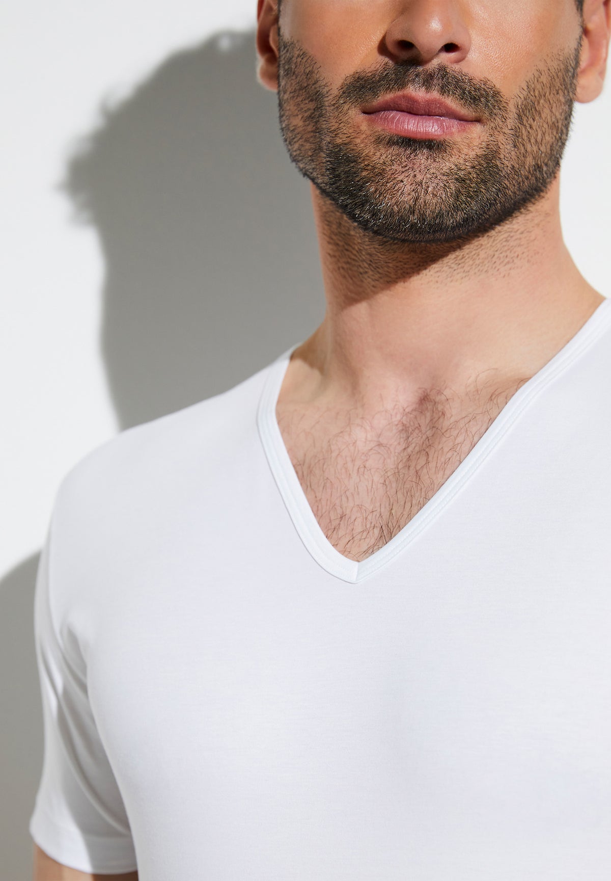 Pure Comfort | T-Shirt kurzarm V-Ausschnitt - white