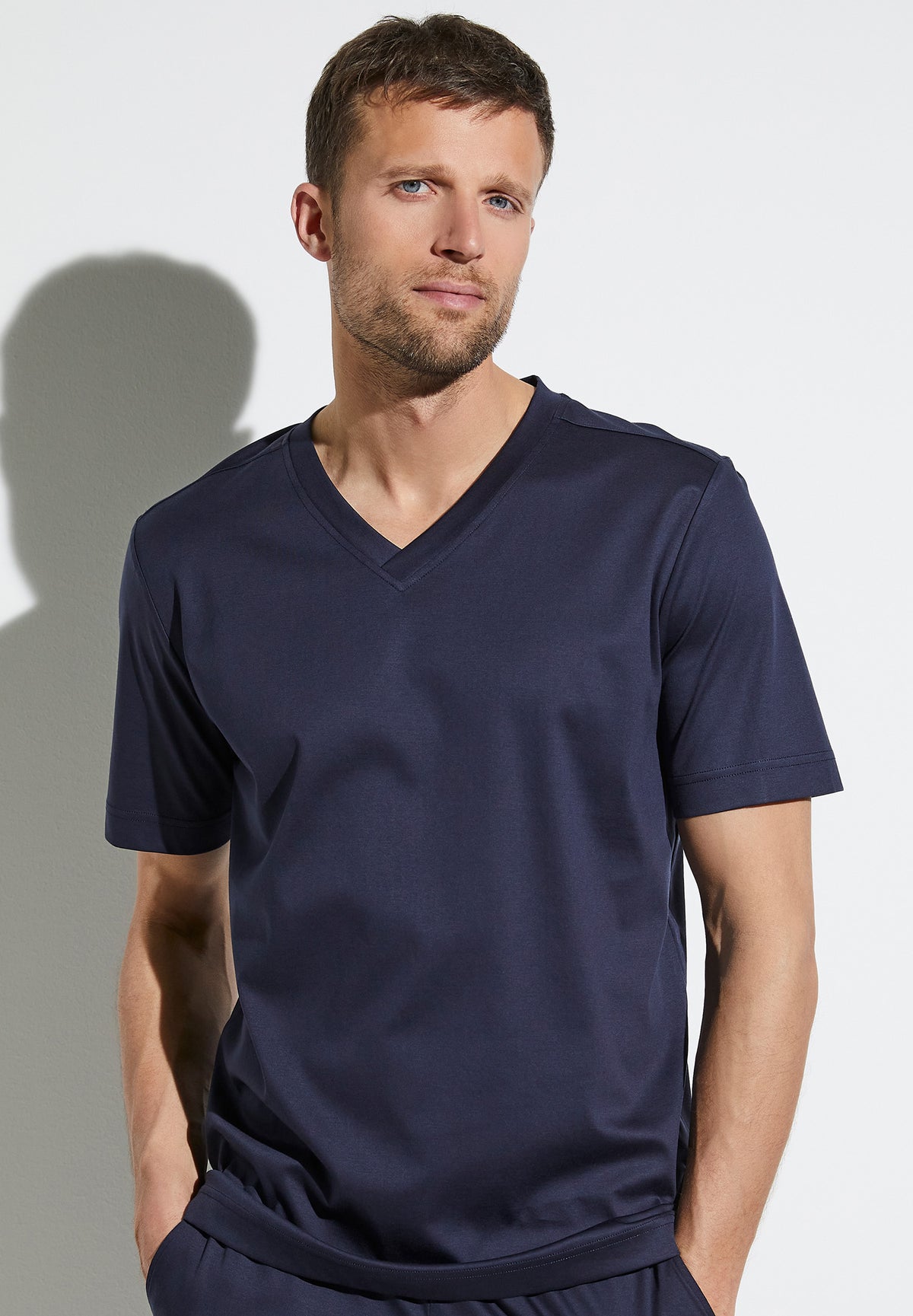 Supreme Green Cotton | T-Shirt kurzarm V-Ausschnitt - navy