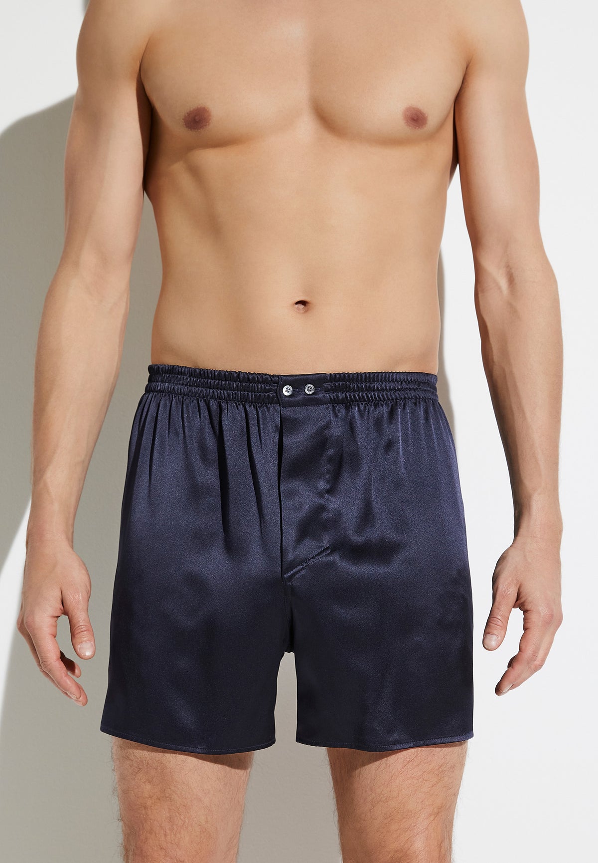 Silk Nightwear | Boxer Shorts - navy