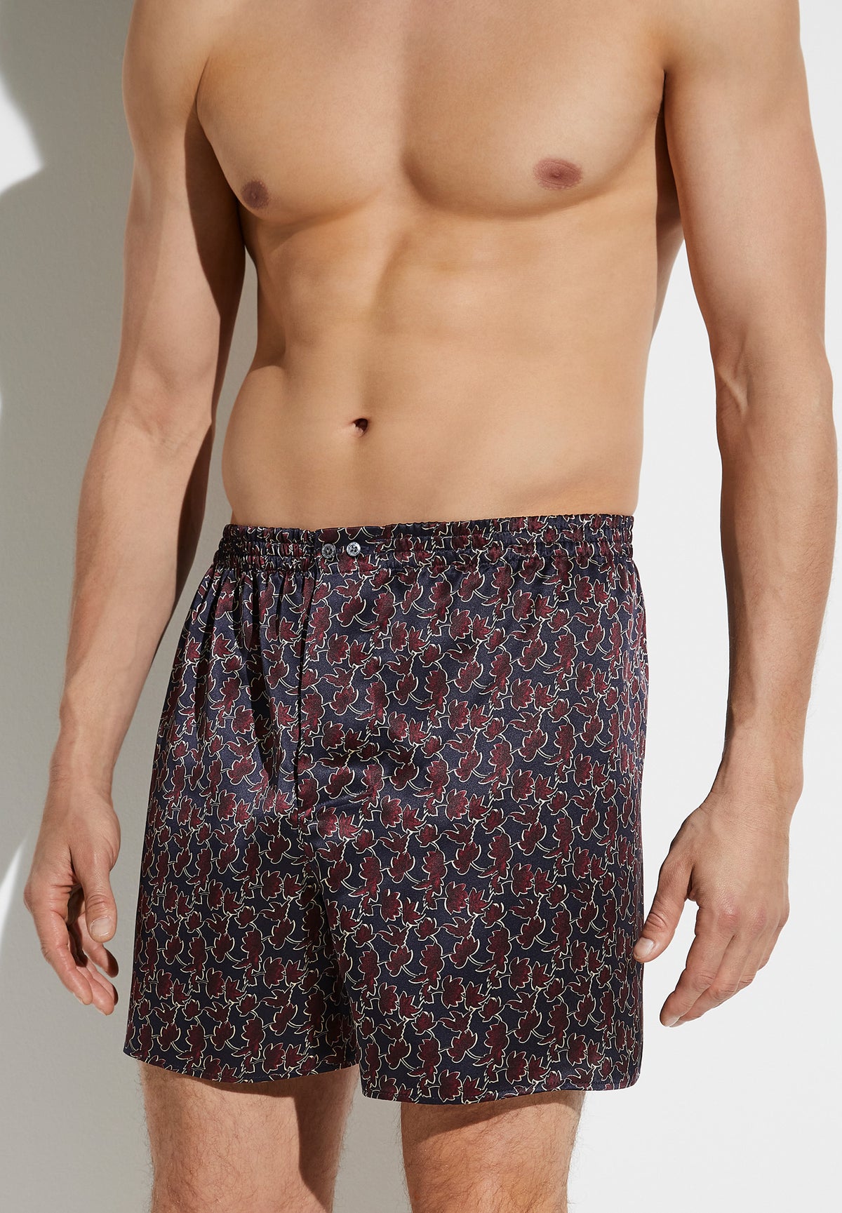 Silk Nightwear | Boxer Shorts - leaves