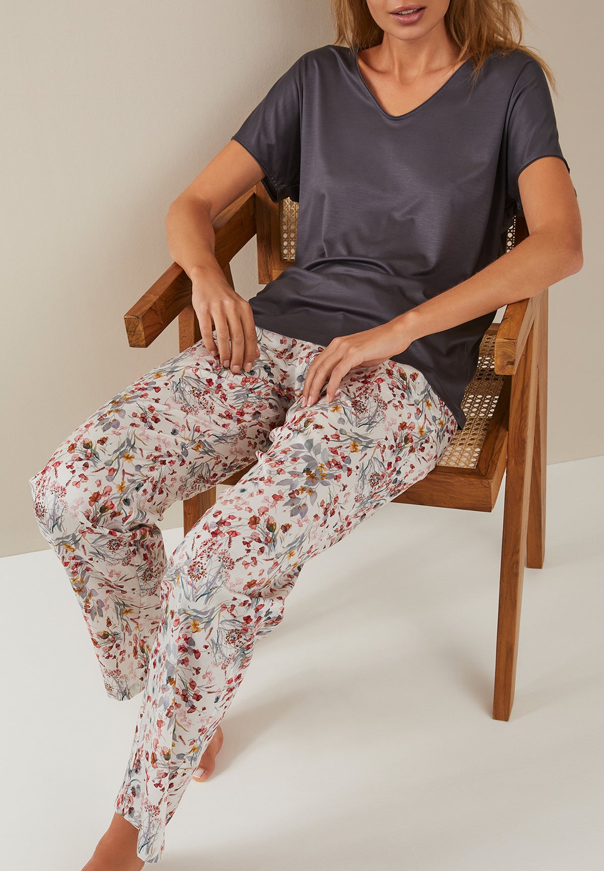 Cotton Sateen Print | Pantalon - flower fields