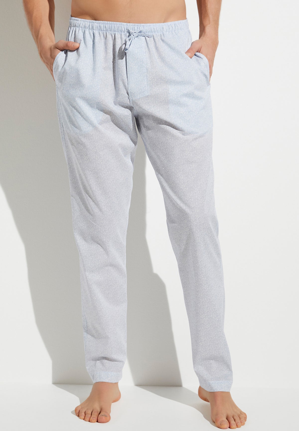 Cotton Voile Print | Pants Long - light blue